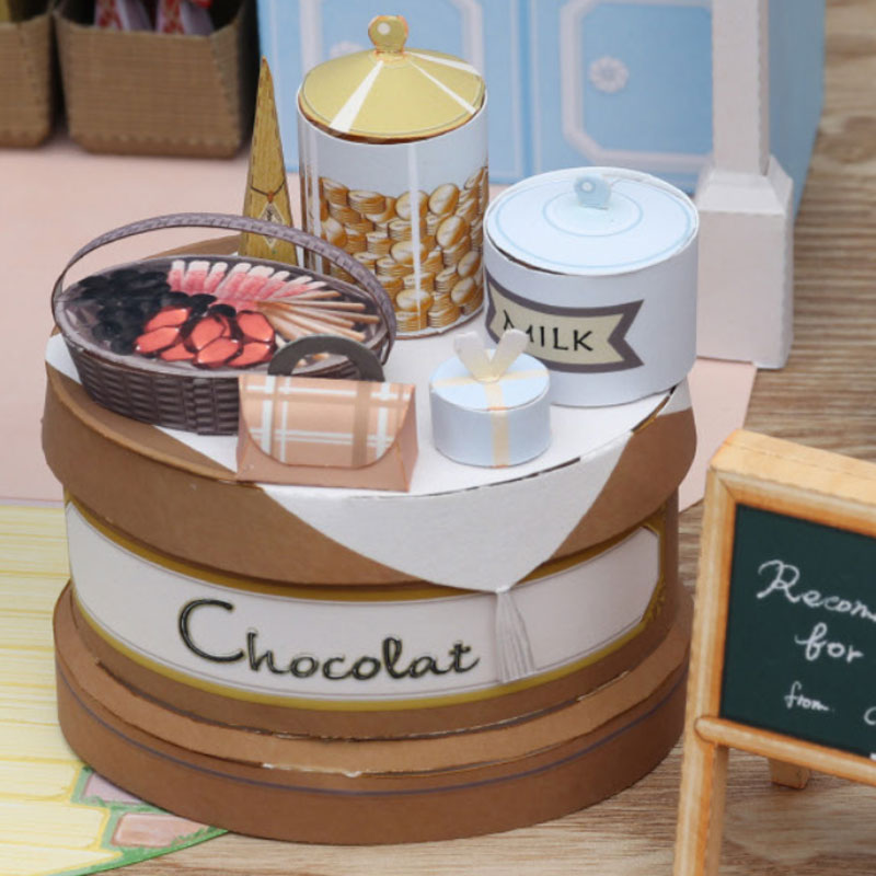 ماکت مینیاتوری مدل کاردستی ساختنی طرح شکلات و قهوه فروشی